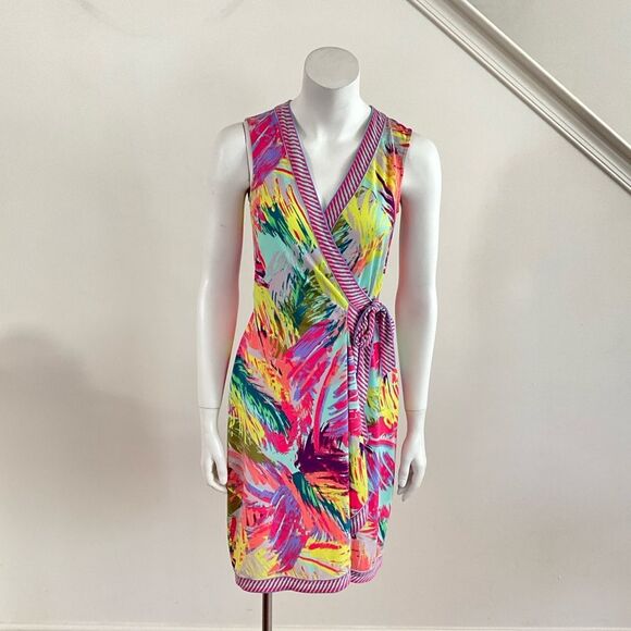 BCBGMaxazria True Wrap Dress Colorful Sleeveless XS - Picture 2 of 11